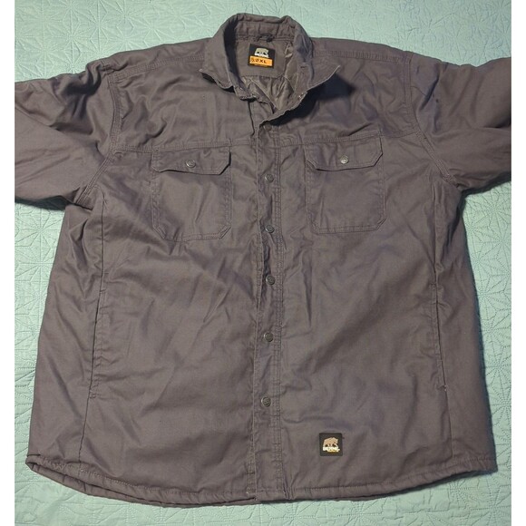 Berne Men's Duck Quilt-lined Traditional Shirt Jacket 2XL Slate Pockets/Snaps - Picture 2 of 8